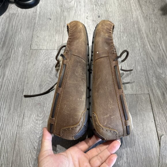 UGG Olsen Slippers Tan Leather House Shoes Moccasins 1112441 Men Size 7 W 8.5 - Picture 8 of 9
